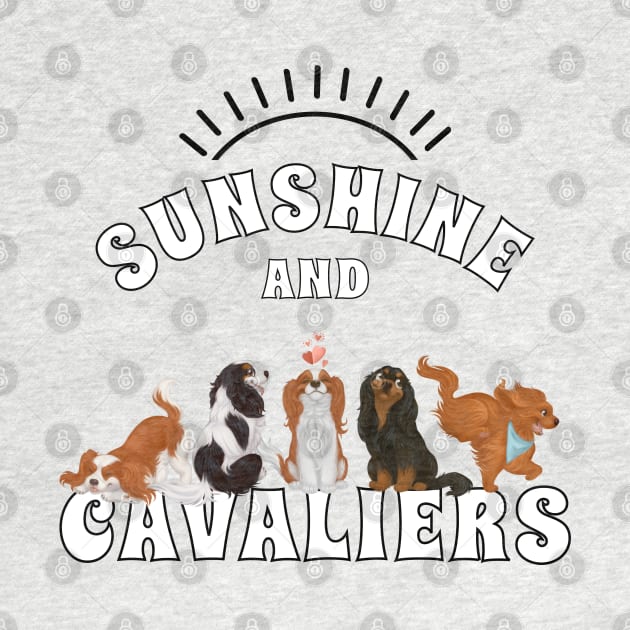 Sunshine and Cavaliers (Cavalier King Charles Spaniels) White by Cavalier Gifts